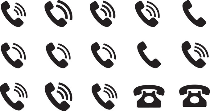 Black phone icons on white background pattern