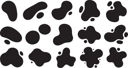 Fototapeta premium Black Blobs on White Background Abstract Design Elements