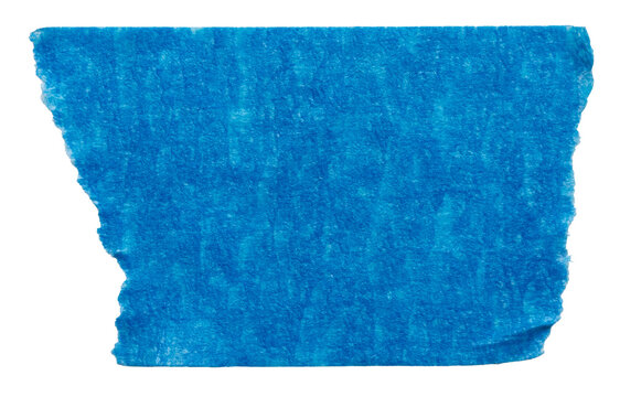 Blue adhesive paper tape isolated on white background