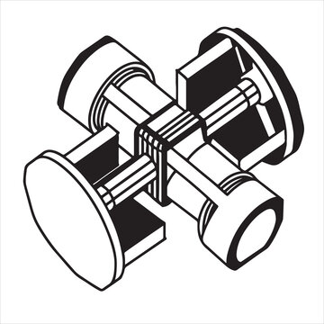 Twin Cylinder Crankshaft Automotive Illustration
