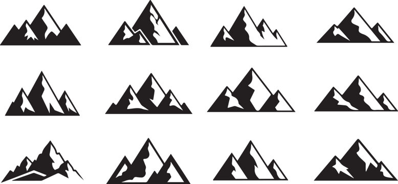 Black and white mountain range silhouette pattern design