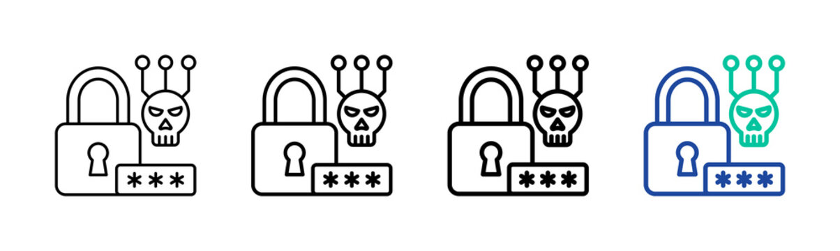 Password Cracking Icon Collection Different Style Outline