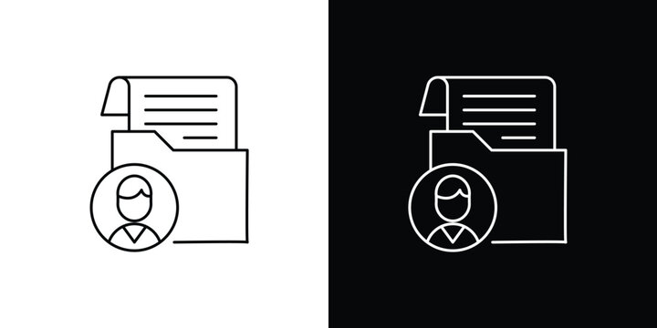 Digital folder with user profile and document icon, symbolizing secure data management, personal information access, and administrative record