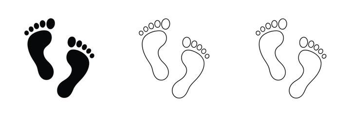 Feet vector icon set for web design with flat style symbols representing walking, motion, and travel themes. © ARIF AHMED 01