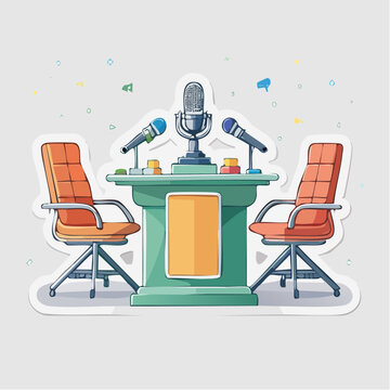 Podcast Studio Setup with Microphones and Chairs