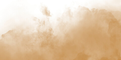Obraz premium Abstract brown dust cloud explosion on white background, earthy sand smoke texture, cinematic sepia powder burst for creative design overlays