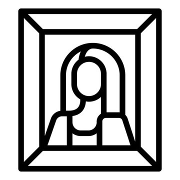 Monalisa painting. Renaissance portrait outline icon. classic portrait painting in ornate frame. Italian art and museum. culture and history