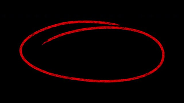 Hand-drawn red circle overlay animation on transparent background, for emphasis doodle