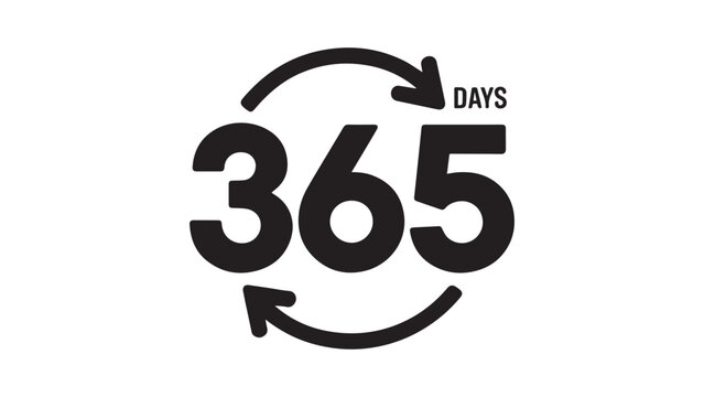 Number 365 with circular arrows for full-year service and annual cycle