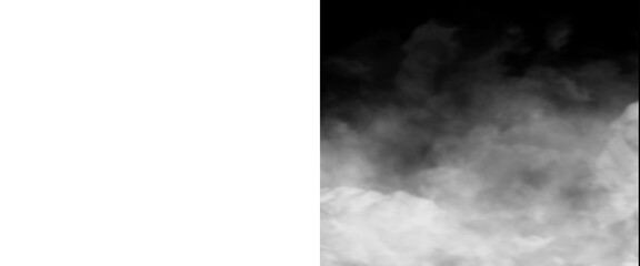 Atmospheric white smoke on black background, ethereal fog texture, wispy steam clouds for overlay effects, mystical vapor mist © AMS Studio
