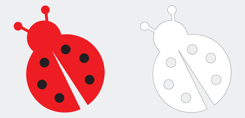 Simple black silhouette of a ladybug (ladybird) isolated on a white background.  © Ghulam
