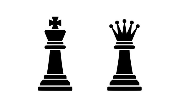 Chess king and queen silhouette vector illustration isolated on white background