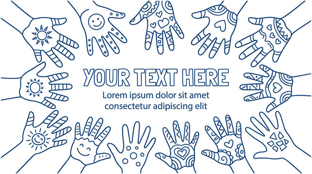 Hands decorated with henna patterns surround empty text space.