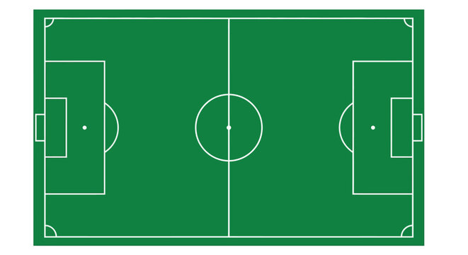soccer field top view green pitch with white markings
