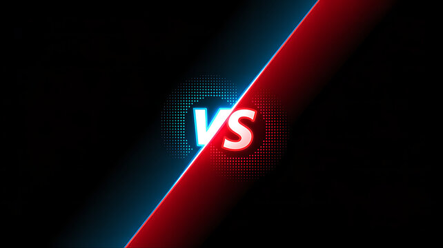 Versus display screen background featuring glowing bright neon blue and red diagonal lines separated by central vs lettering for competitive gaming matches or sports rivalry events.