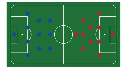 Soccer field top view with players green pitch and white lines © vectors home