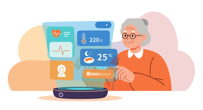 vector illustration of a man using a tablet computer