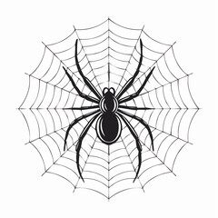 Obraz premium Black Spider on Web Illustration