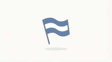 Fototapeta premium Minimalist blue and white waving flag icon illustration.
