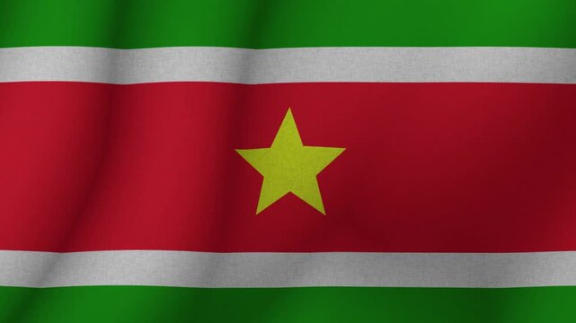 The flag of Republic of Suriname. The evolving Suriname flag in 3d format. 1080p HD animation for presentation