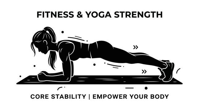 Silhouette of an athletic woman performing a plank exercise to build core strength and body stability