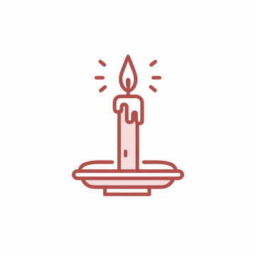 Simple Red Candle Illustration with Flame.