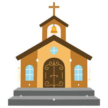 Flat design illustration of a traditional parish church for religious and cultural festival themes.