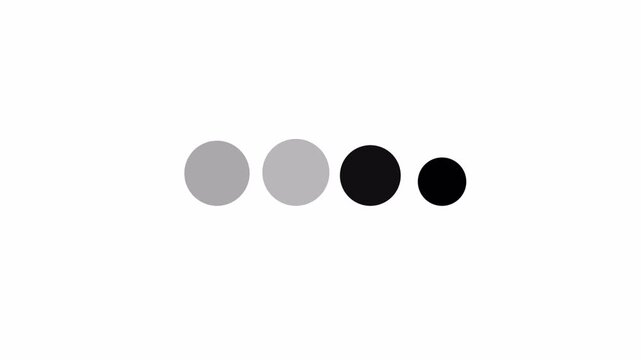 Animation of 4 dots looping loading progress icon on white background. Alpha channel. Website loading animation concept. 4k video
