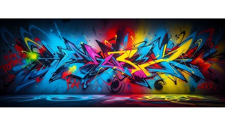 Fototapeta premium Vibrant Abstract Graffiti Art Mural Explosion of Color Urban Street Art Style