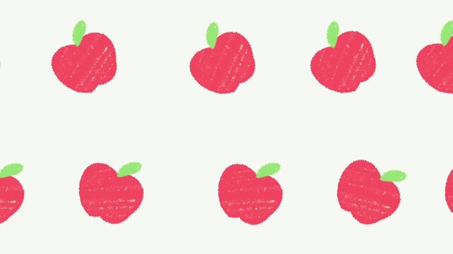 Fresh Red Apples Fruit Pattern Seamless Loop Animation Cute Hand Drawn Pencil Sketch Background