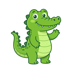 Fototapeta premium Green Crocodile Cartoon Character