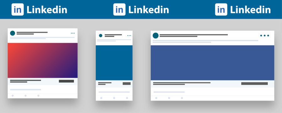 Professional LinkedIn post mockup set featuring various square and rectangular layout frames with official branding for corporate social media marketing, recruitment, and business profile presentation