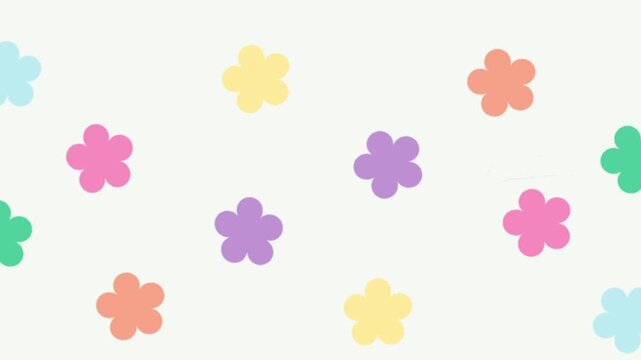 Colorful Spring Daisy Flowers Pattern Seamless Loop Animation Cute Hand Drawn Pencil Sketch Background