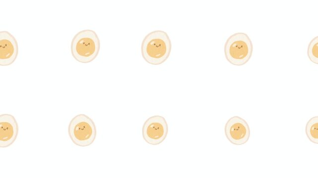 Cute Smiling Boiled Eggs Pattern Seamless Loop Animation Hand Drawn Pencil Sketch Background