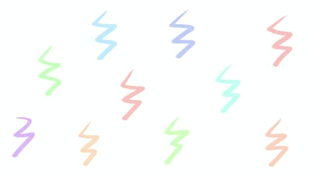 Seamless Loop Animation of Cute Pastel Zigzag Confetti Lines Hand Drawn Pencil Sketch Style Background