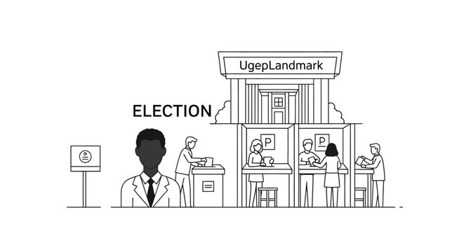 People casting ballots at official election polling station