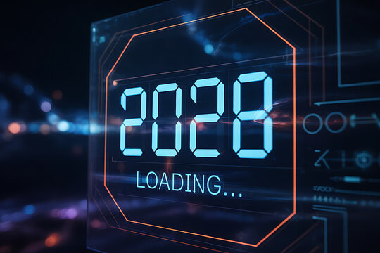 Futuristic 2020 loading concept with digital technology interface
