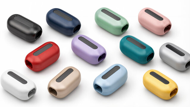Vibrant collection of colorful interchangeable covers for smart posture tracker product