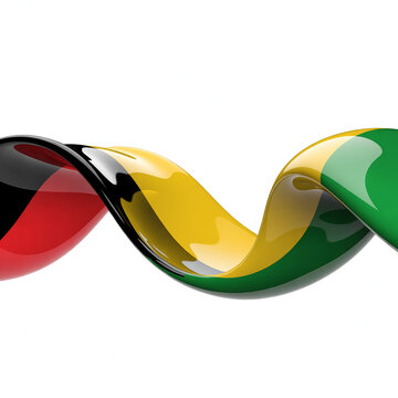 Juneteenth German Jamaican flag ribbon swirl isolated on a transparent background