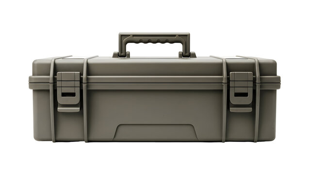 Rugged olive green hard case with secure latches and handle.