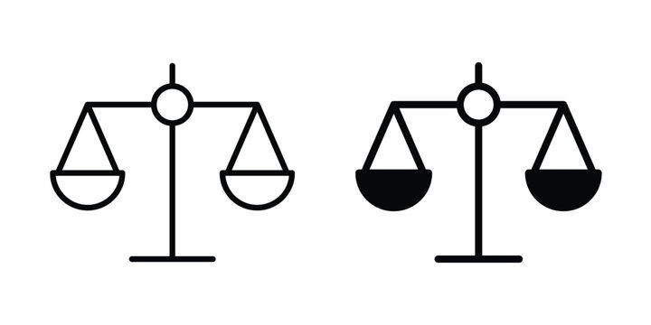 Balance scale icon in solid and flat style, Stroke icons.
