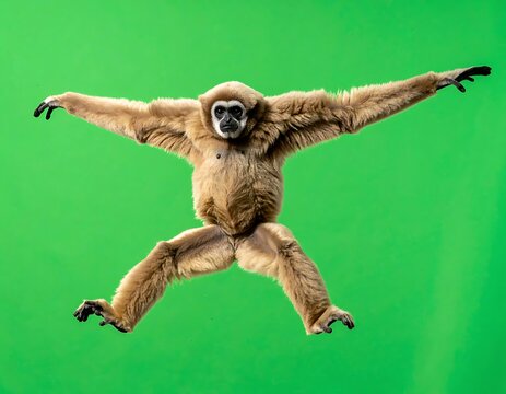 A monkey appears to be jumping or flying