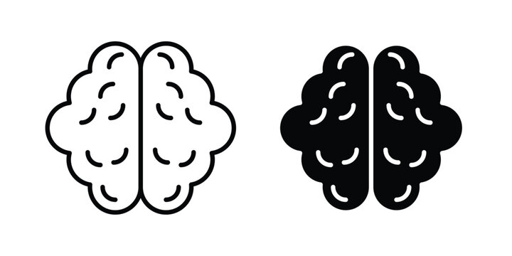 Brain icon in solid and flat style, Stroke icons.