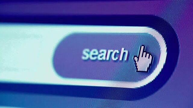4K Close-Up of Digital WWW Button on Neon Blue Background: Web Address URL Search Navigation View
