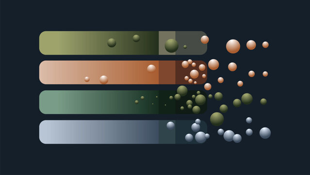 Loading bar progress animation with colorful dots and gradient background