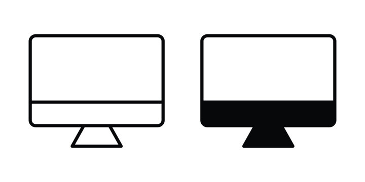 Desktop icon in solid and flat style, Stroke icons.