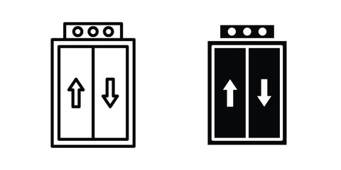 Elevator icon in solid and flat style, Stroke icons. © basit