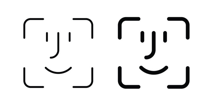 Face id icon in solid and flat style, Stroke icons.
