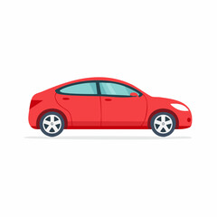 Obraz premium Red Sedan Car Illustration