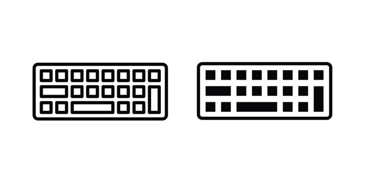 Keyboard icon in solid and flat style, Stroke icons.